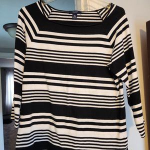 Women's Chaps XL Navy and White Striped Shirt